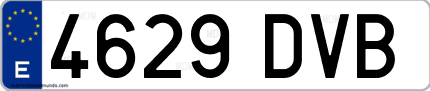 Ejemplo de matrícula de coche ordinaria 4629 DVB