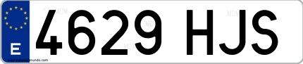 Ejemplo de matrícula española 4629 HJS