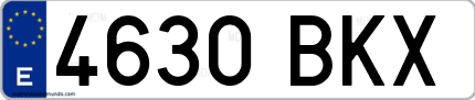 Ejemplo de matrícula de coche ordinaria 4630 BKX