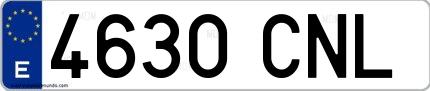 Ejemplo de matrícula española 4630 CNL