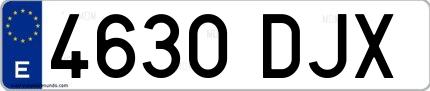 Ejemplo de matrícula española 4630 DJX