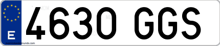 Ejemplo de matrícula de coche ordinaria 4630 GGS