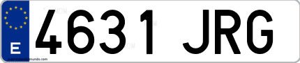 Ejemplo de matrícula de coche ordinaria 4631 JRG