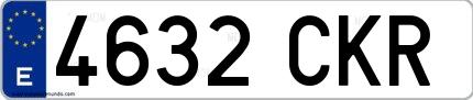 Ejemplo de matrícula española 4632 CKR