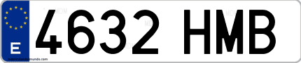 Ejemplo de matrícula de coche ordinaria 4632 HMB