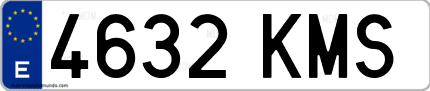 Ejemplo de matrícula de coche ordinaria 4632 KMS
