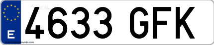 Ejemplo de matrícula de coche ordinaria 4633 GFK