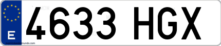 Ejemplo de matrícula de coche ordinaria 4633 HGX