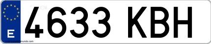Ejemplo de matrícula española 4633 KBH
