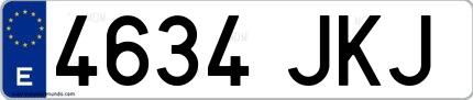 Ejemplo de matrícula española 4634 JKJ