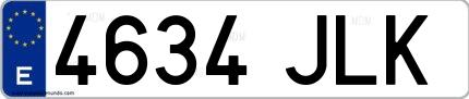 Ejemplo de matrícula española 4634 JLK