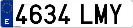 Ejemplo de matrícula española 4634 LMY
