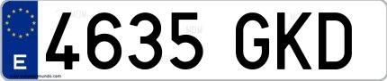 Ejemplo de matrícula española 4635 GKD