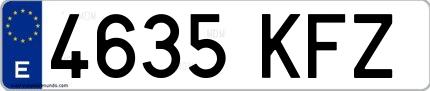 Ejemplo de matrícula española 4635 KFZ