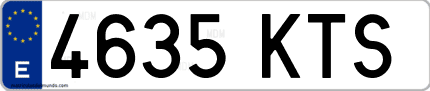 Ejemplo de matrícula de coche ordinaria 4635 KTS