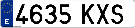 Ejemplo de matrícula de coche ordinaria 4635 KXS