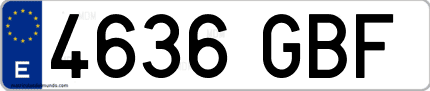 Ejemplo de matrícula de coche ordinaria 4636 GBF