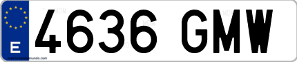Ejemplo de matrícula de coche ordinaria 4636 GMW