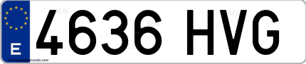 Ejemplo de matrícula de coche ordinaria 4636 HVG