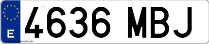 Ejemplo de matrícula española 4636 MBJ