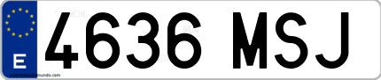 Ejemplo de matrícula de coche ordinaria 4636 MSJ