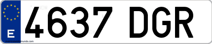 Ejemplo de matrícula de coche ordinaria 4637 DGR