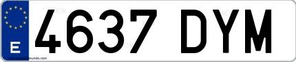Ejemplo de matrícula española 4637 DYM