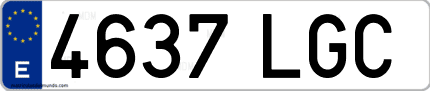 Ejemplo de matrícula de coche ordinaria 4637 LGC