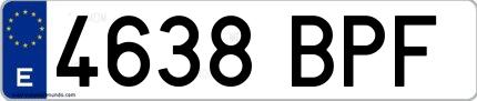 Ejemplo de matrícula española 4638 BPF