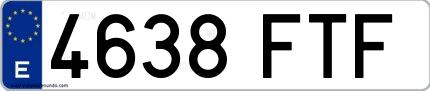 Ejemplo de matrícula española 4638 FTF