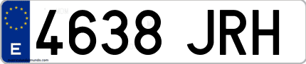 Ejemplo de matrícula de coche ordinaria 4638 JRH