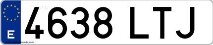 Ejemplo de matrícula española 4638 LTJ