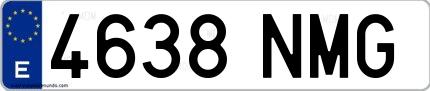 Ejemplo de matrícula española 4638 NMG