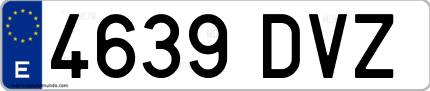 Ejemplo de matrícula de coche ordinaria 4639 DVZ