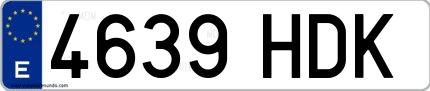 Ejemplo de matrícula española 4639 HDK