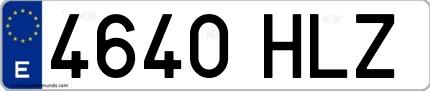 Ejemplo de matrícula española 4640 HLZ