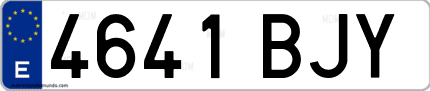 Ejemplo de matrícula de coche ordinaria 4641 BJY