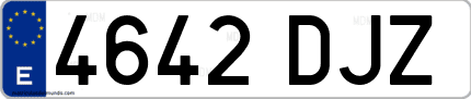 Ejemplo de matrícula de coche ordinaria 4642 DJZ