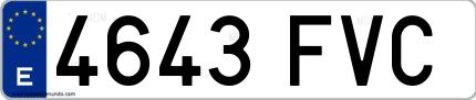 Ejemplo de matrícula española 4643 FVC