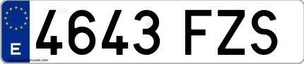Ejemplo de matrícula española 4643 FZS