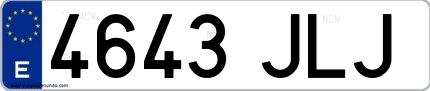 Ejemplo de matrícula española 4643 JLJ