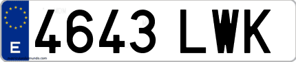 Ejemplo de matrícula de coche ordinaria 4643 LWK