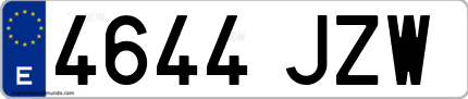 Ejemplo de matrícula de coche ordinaria 4644 JZW
