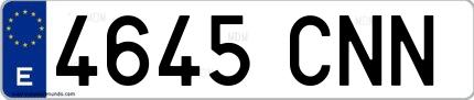 Ejemplo de matrícula española 4645 CNN