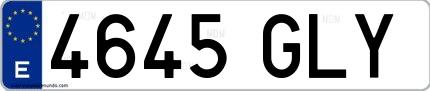 Ejemplo de matrícula española 4645 GLY