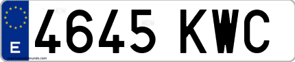 Ejemplo de matrícula de coche ordinaria 4645 KWC