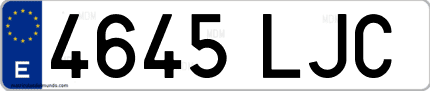 Ejemplo de matrícula de coche ordinaria 4645 LJC