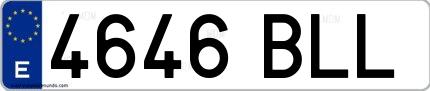 Ejemplo de matrícula española 4646 BLL