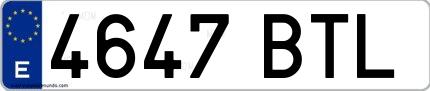 Ejemplo de matrícula española 4647 BTL