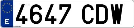 Ejemplo de matrícula española 4647 CDW